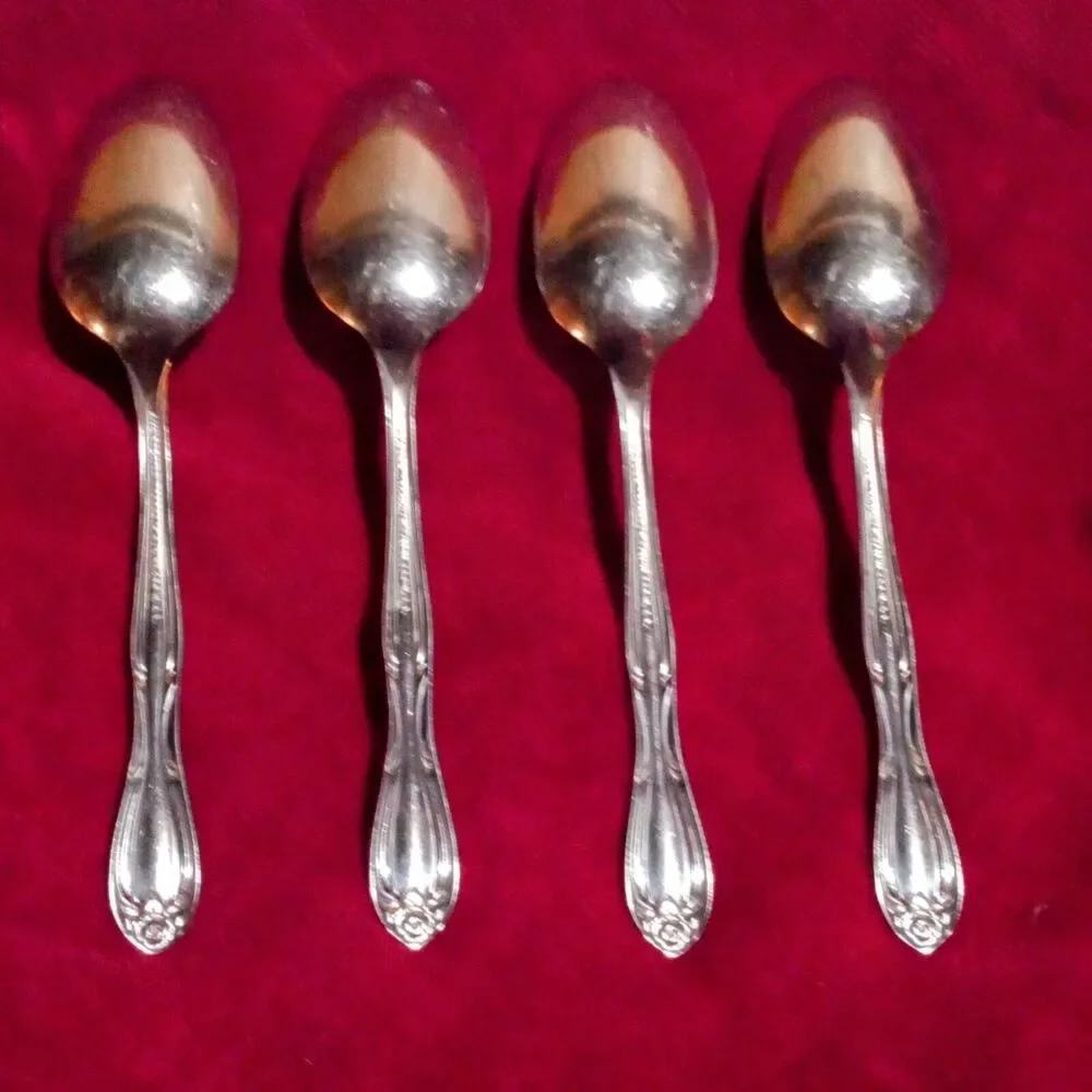 Americana Products AMP2 Stainless Steel Oval Soup Spoon-Set Of 4-Floral-Vintage